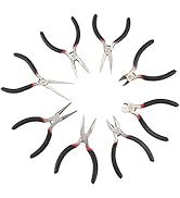 MAXPOWER 8Pcs Mini Jewelry Pliers Set, Diagonal Pliers, Long Nose Pliers, End Cutting Pliers, Ben...