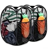 2 Pcs Strong Mesh Pop up Laundry Hamper,House Again Collapsible Laundry Basket with Durable Handl...
