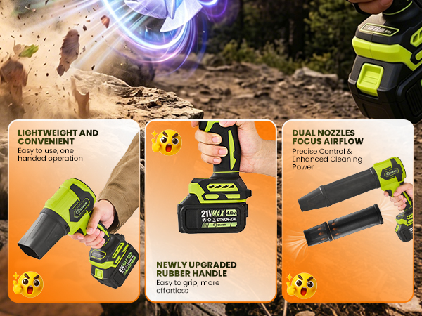 Leaf Blower Portable with 2 Extended Nozzle
