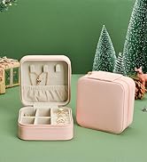 Vlando Small Travel Jewelry Box Organizer Display Case for Girls Women Gift Rings Earrings Neckla...