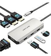 USB C Dock Quad Monitor, WAVLINK 7-in-1 Laptop Docking Station with Dual 4K DP, 4K HDMI, 1080P VG...