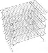 P&P CHEF 4 Tier Cooling & Baking Racks, Stainless Steel Stackable Grid Cooking Rack for Cooling R...