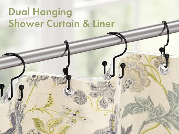Amazer 12PCS Minimalist Simple Double Shower Curtain Hooks