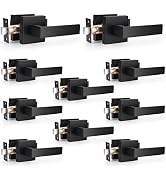 Probrico Matte Black Passage Door Levers Square Hall Closet Handles, Heavy Duty Interior Non-Lock...