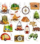 36pcs Happy Camper Party Hanging Swirls Camping Themed Party Swirls Streamers Camping Adventure B...