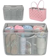 F-color Beach Bag Organizer Insert Compatible with Silicon Bag Original Large, Mesh Tote Liner wi...