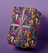 RiukRaiu Funny Wrapping Paper for Kids – Colorful Magic Mushrooms Rainbow Plant Neon Galaxy Fanta...