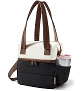 BAGSMART Double Deck Lunch Bag Women, Insulated Reusable Lunch Box, Quilted Puffer Lunch Tote wit...