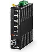 MokerLink 5 Port Gigabit Industrial DIN-Rail Network Switch, 4 Gigabit Ethernet, 1 Gigabit SFP Sl...