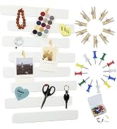 YOUDEFUL 8Pcs Bulletin Board Strips, White Felt Pin Board Bar Strips with 50 Pushpins, Self-Adhes...