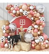 Cow Print Balloon Arch Kit, Dusty Pink and Brown Nude Balloon Garland Farm Cowgirl Western Balloo...