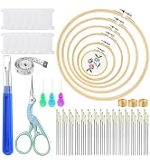 ZXIIXZ 72 Pcs Cross Stitch Supplies, Embroidery Kit for Beginners with Cross Stitch Hoops Needles...