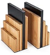 JUSK Design Bamboo Book End/Book Organizer - Non-Skid Decorative Bookends for Office and Home - B...