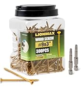 LIONMAX Deck Screws 3 Inch, Wood Screws #9 x 3", 300 PCS, Rust Resistant, Exterior Epoxy Coated, ...