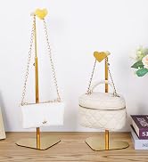 Purse Display Stand, 2 Pack Heart-shape Display Rack Stainless Steel Handbag Purse Holder Gold Ha...
