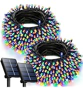 2PK 240LED 95FT Multicolor Solar Christmas Lights Outdoor Waterproof, Solar String Lights for Out...