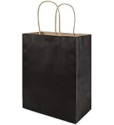 100 Pack Medium 8x4.75x10 inch Black Kraft Paper Bags with Handles Bulk, Bagmad Gift Bags, Craft ...
