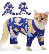 PUMYPOREITY Cat Recovery Suit, Stops Wound Licking After Surgery, Sticky Hair Shirt with Sticky F...