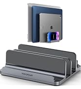 YICOSUN 4-Slot Aluminum Vertical Laptop Stand for Desk - Adjustable Width Dock for MacBook, Surfa...