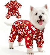 BAEJMJK Cute Christmas Dog Pajamas Stretchy Xmas Boy Girl Dog Clothes with D-Ring Holiday Pet Pup...