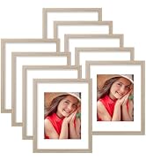 Vittanly 11x14 Picture Frames for Wall Set of 9, Display 8x10 Pictures with Mat or 11x14 without ...