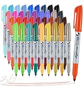 Ultra Fine Point Permanent Marker Bulk, 36 Assorted Colors 0.4mm Fine Tip Permanent Markers set,T...