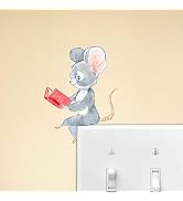 Mouse Reading Book, Wall Decoration, Removable, Teachers Pet, Children, Wall Decal Stickers, Ligh...