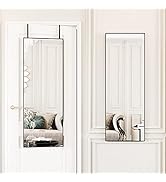 Beauty4U 50" X 14" Over The Door Mirror Full Length, Black Hanging Mirror for Door, Over Door Ful...
