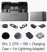 DJI Mic 3 (2 TX + 1 RX + Charging Case) + Lightning Adapter | Wireless Lavalier Mic for iPhone/Ca...