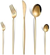 VIVANI 20-Piece Gold Silverware Set, Ultra-thin Flatware Sets, Gold Utensil Set Service for 4, Ta...