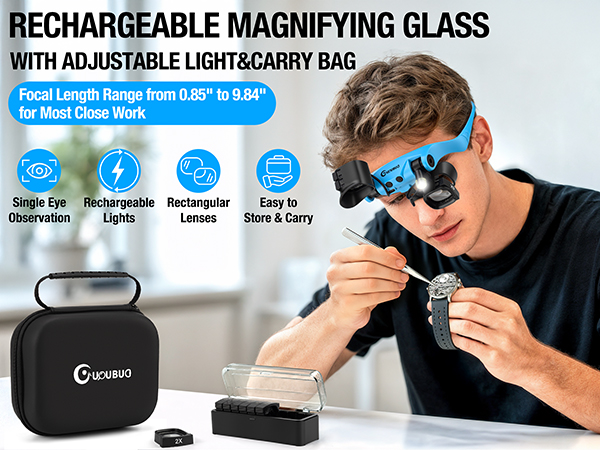 Blue magnifying Glass with Light