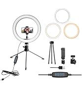 SHSY LVSEZM 10'' Ring Light with 19CM Stand, LED Selfie RingLight - Suitable for Phones and Camer...