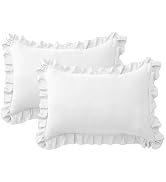 FMLIUY Ruffle Pillow Cases Queen Size Set of 2 – Soft Wrinkle Resistant Brushed Microfiber Ruffle...