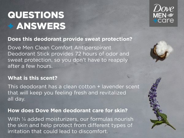 Q&A section on gray stone with cotton and lavender.
