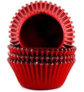 Eoonfirst Foil Cupcake Liners Valentine's Day Standard Baking Cups 100 Pcs (Red)