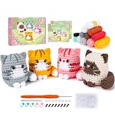 Crochet Kit for Beginners -4 PCS Cat Crochet Kit with Step-by-Step Video Tutorials, Learn to Croc...