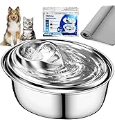 ORSDA Cat Water Fountain Stainless Steel, Pet Water Fountain for Cats Inside 3L, Automatic Water ...