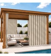 AJAZZ Accordion Folding Outdoor Curtain, Patio Privacy Shade, Foldable Weather Resistant Sun Curt...