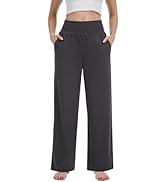 iniber Women's Wide Leg Casual Loose Lounge Pants Yoga Sweatpants High Waisted Comfy Pajama Flowy...