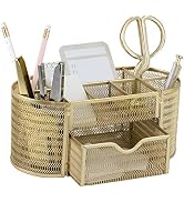 BLU MONACO Beautiful Gold Desk Organizer - Made of Metal with Gold Finish - Gold Desk Accessories...