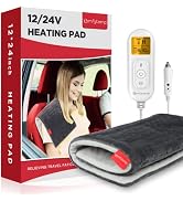 Comfytemp 12V/24V Car Electric Blanket for Back Pain Relief, 4 Heat Settings, 11 Auto-Off, Portab...