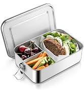TeamFar Stainless Steel Bento Box, 47oz/1400ML Metal Lunch Box with Lid | Leak-Proof for Adults/K...