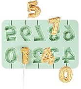 QELEG Number 0-9 Silicone Fondant Number/Letter Mold Candy Molds Lollipop Candy Number Chocolate ...