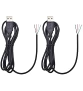 ELNONE 2Pcs USB 2.0 Pigtail 4 Wire - 1.2M/4FT USB A Male 4 Pin Bare Wire 5V/2A Power and Data Cab...