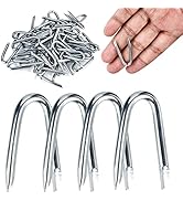 AccEncyc 50 Pcs Wire Staples Steel Fence Staple Nails U Shaped Nails 1-1/4'' U Staples for Fencin...