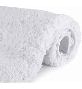Sheepping Bathroom Rugs Microfiber Plush White Bath Mat Machine Washable, Non Slip Rubber and Abs...