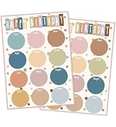 JarThenaAMCS 2Pcs Happy Birthday Poster Chart Boho Color Circle Dots Birthday Calendar Poster Cla...
