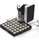 DecoBrothers Crystal Tempered Glass Holder Drawer for 36 Coffee Pods Storage, Black