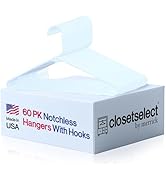 60 Pk Plastic Hangers with Hooks, Made in USA, Standard Tubular Hanger, Notch Less, Space Saving,...