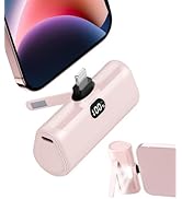 L.LYFOVR Pink Small Portable Charger for iPhone,5000mAh Lightweight Battery Pack with Metal Stand...